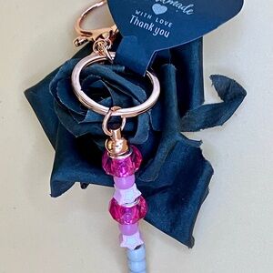 Chic Pink Beaded Keychain